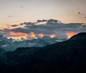 Preview wallpaper mountains, clouds, landscape, peaks, height