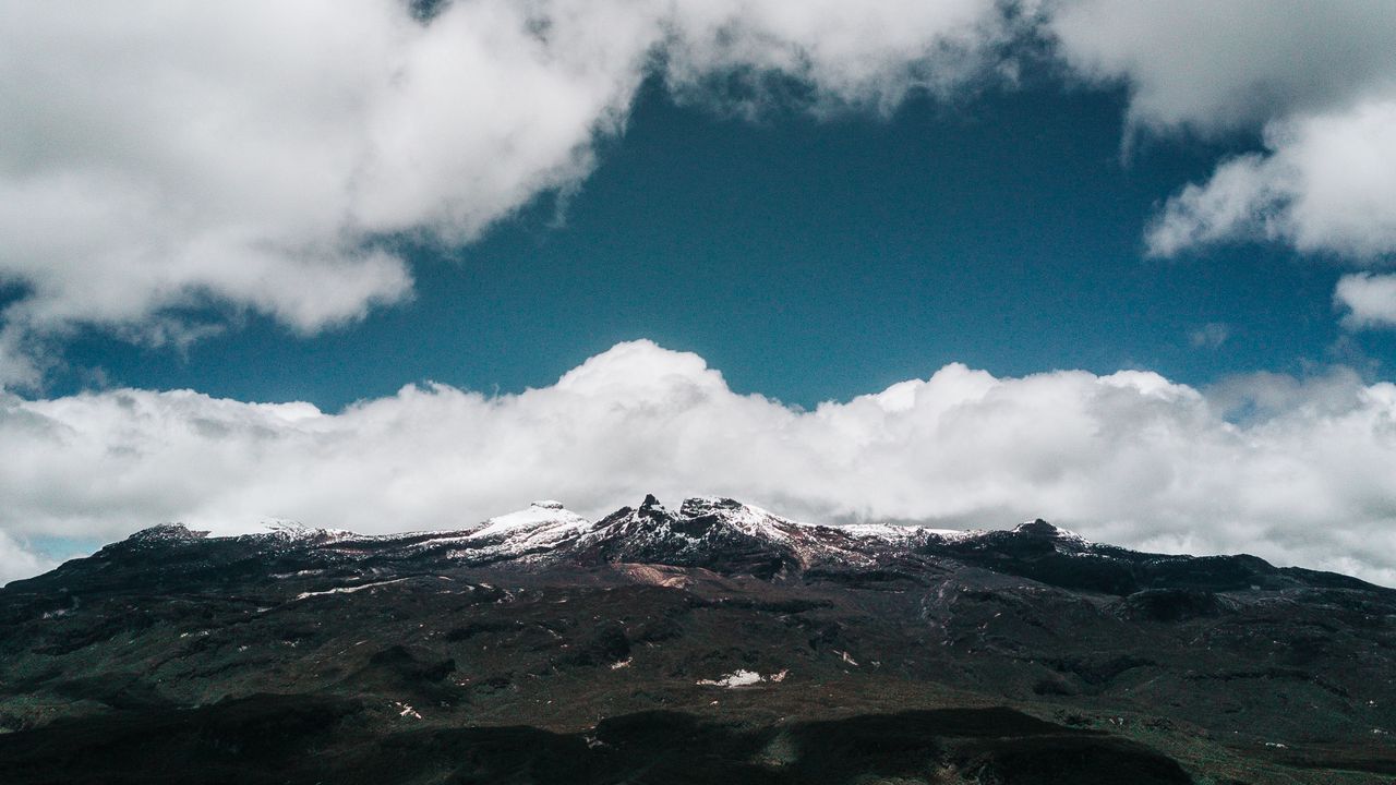 Wallpaper mountains, clouds, landscape, foothills, peak