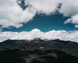 Preview wallpaper mountains, clouds, landscape, foothills, peak