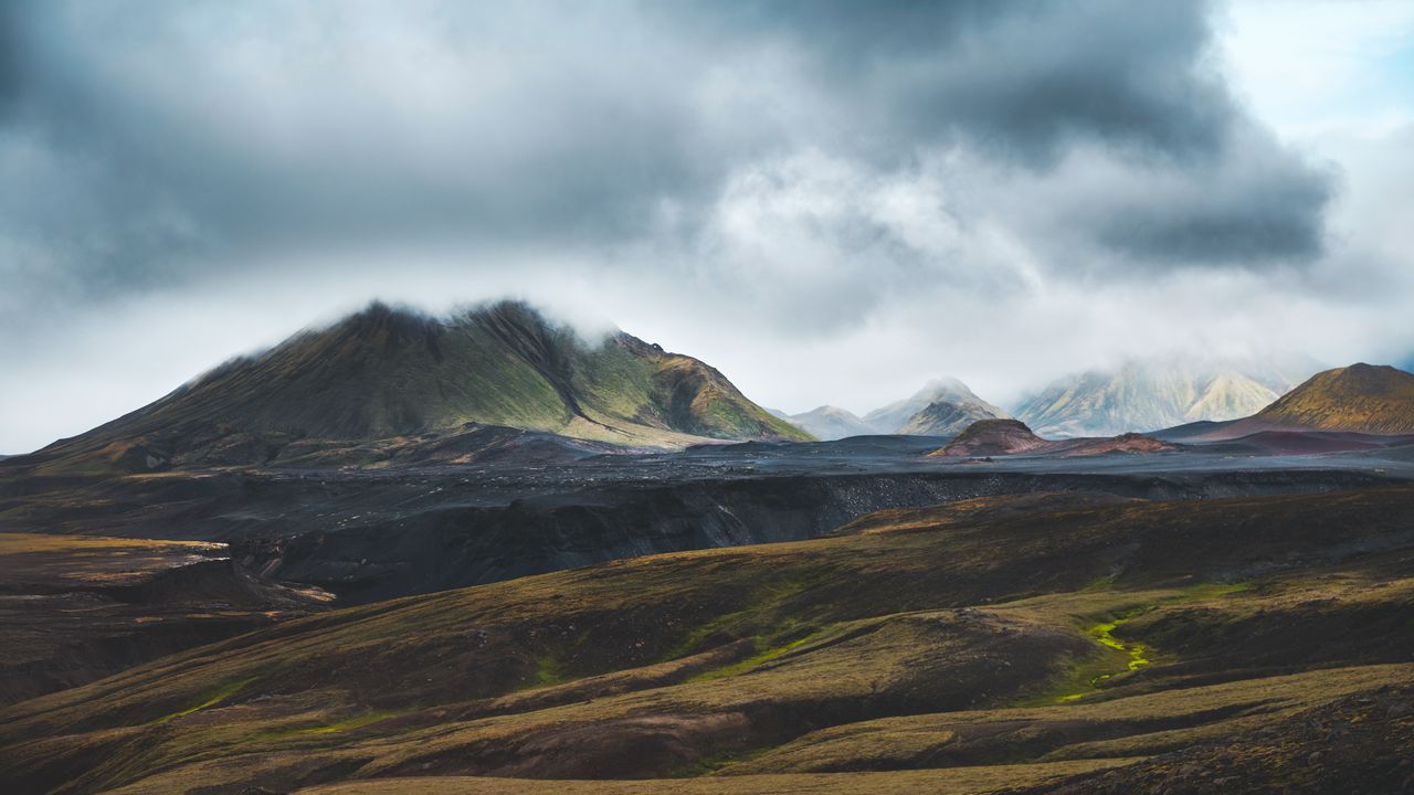 Wallpaper mountains, clouds, landscape, nature, iceland