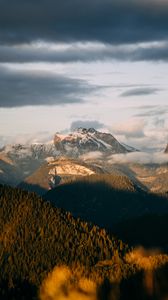 Preview wallpaper mountains, clouds, landscape, nature, aerial view