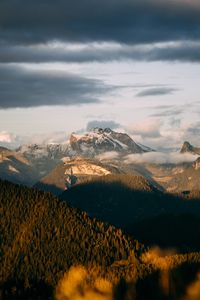Preview wallpaper mountains, clouds, landscape, nature, aerial view