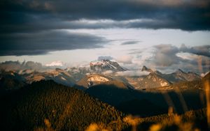 Preview wallpaper mountains, clouds, landscape, nature, aerial view