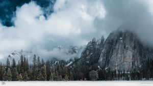 Preview wallpaper mountains, clouds, landscape, trees