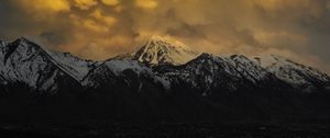 Preview wallpaper mountains, clouds, landscape, dark, peaks