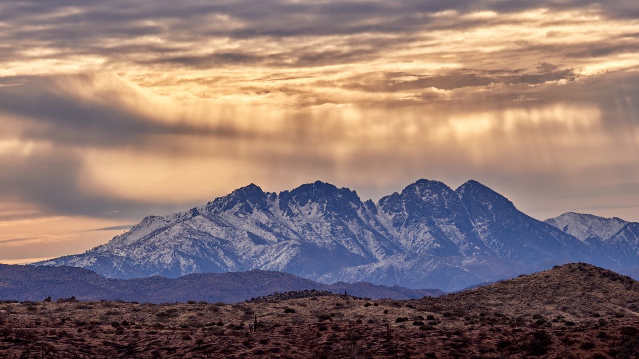 Wallpaper mountains, clouds, light, landscape