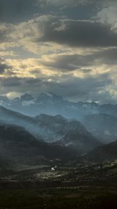 Preview wallpaper mountains, clouds, light, rays, twilight, landscape