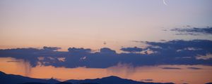 Preview wallpaper mountains, clouds, moon, twilight, evening, landscape