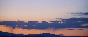 Preview wallpaper mountains, clouds, moon, twilight, evening, landscape