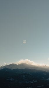 Preview wallpaper mountains, clouds, moon, landscape, nature