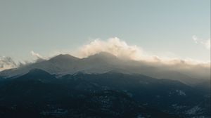 Preview wallpaper mountains, clouds, moon, landscape, nature