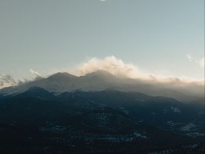 Preview wallpaper mountains, clouds, moon, landscape, nature
