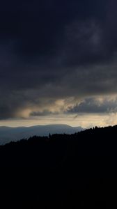 Preview wallpaper mountains, clouds, night, trees