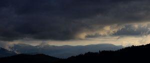 Preview wallpaper mountains, clouds, night, trees