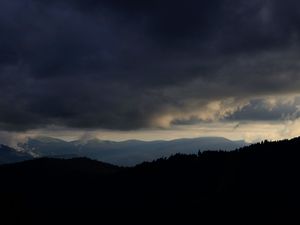 Preview wallpaper mountains, clouds, night, trees