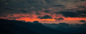 Preview wallpaper mountains, clouds, night, dark, porous