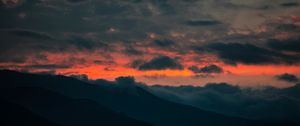 Preview wallpaper mountains, clouds, night, dark, porous