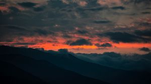 Preview wallpaper mountains, clouds, night, dark, porous