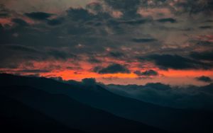 Preview wallpaper mountains, clouds, night, dark, porous