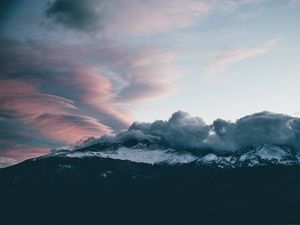 Preview wallpaper mountains, clouds, peaks, sky