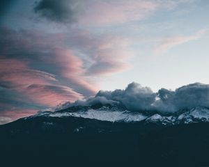Preview wallpaper mountains, clouds, peaks, sky