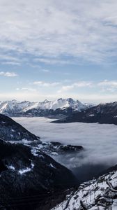 Preview wallpaper mountains, clouds, peaks, aerial view, sky