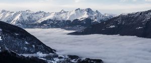 Preview wallpaper mountains, clouds, peaks, aerial view, sky