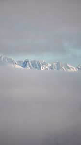 Preview wallpaper mountains, clouds, peaks, snowy, snow