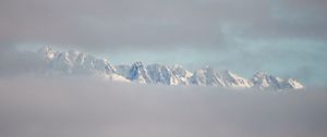 Preview wallpaper mountains, clouds, peaks, snowy, snow
