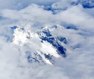 Preview wallpaper mountains, clouds, sky, tops