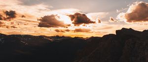 Preview wallpaper mountains, clouds, sky, sunset