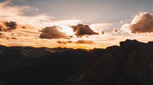 Preview wallpaper mountains, clouds, sky, sunset