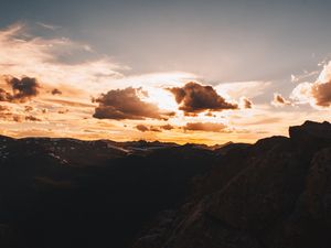 Preview wallpaper mountains, clouds, sky, sunset