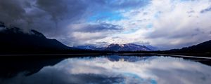 Preview wallpaper mountains, clouds, sky, reflection, lake, landscape