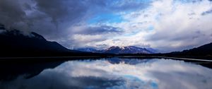 Preview wallpaper mountains, clouds, sky, reflection, lake, landscape