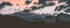 Preview wallpaper mountains, clouds, sky, sunset, peak