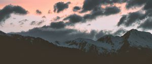 Preview wallpaper mountains, clouds, sky, sunset, peak