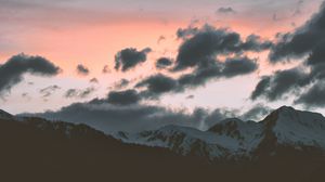 Preview wallpaper mountains, clouds, sky, sunset, peak