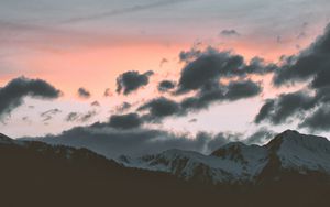 Preview wallpaper mountains, clouds, sky, sunset, peak