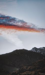 Preview wallpaper mountains, clouds, sky, peak, trees