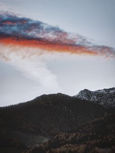 Preview wallpaper mountains, clouds, sky, peak, trees