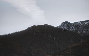 Preview wallpaper mountains, clouds, sky, peak, trees