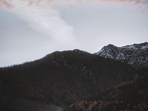 Preview wallpaper mountains, clouds, sky, peak, trees
