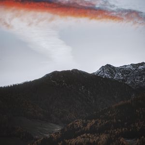 Preview wallpaper mountains, clouds, sky, peak, trees