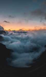 Preview wallpaper mountains, clouds, sky, smoke, height