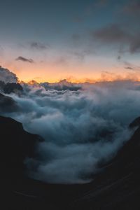 Preview wallpaper mountains, clouds, sky, smoke, height