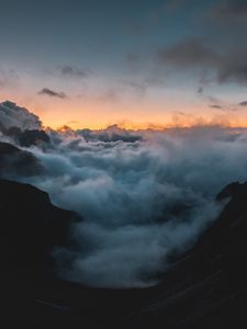 Preview wallpaper mountains, clouds, sky, smoke, height