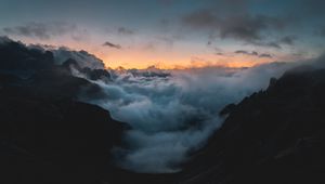 Preview wallpaper mountains, clouds, sky, smoke, height