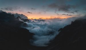 Preview wallpaper mountains, clouds, sky, smoke, height
