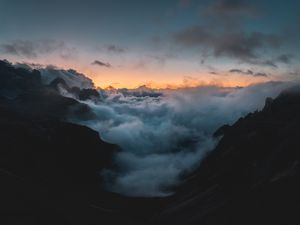 Preview wallpaper mountains, clouds, sky, smoke, height